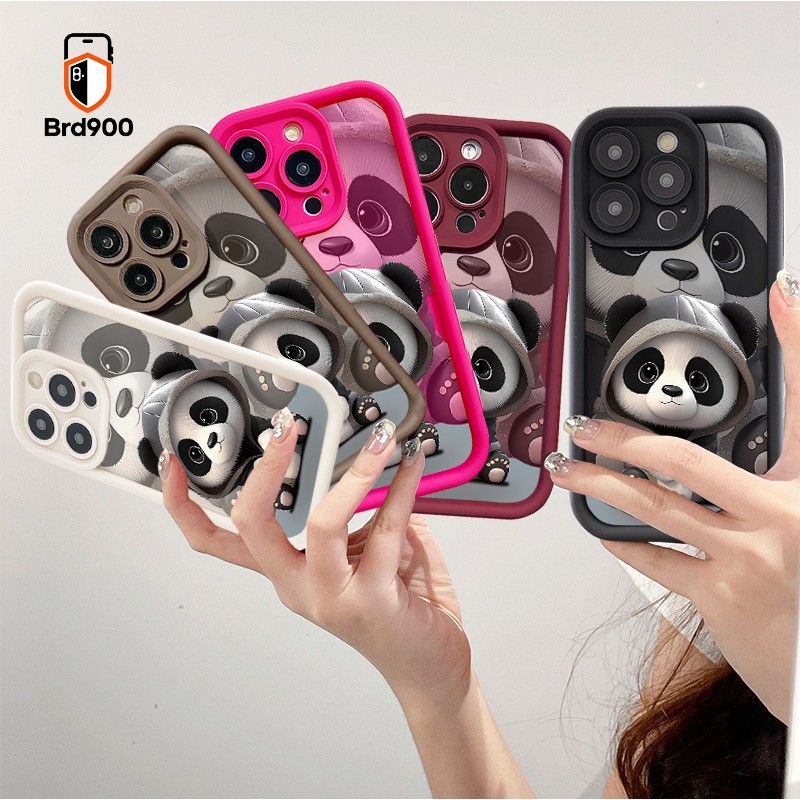Panda Hoodie Dos Desenhos Animados Animal Fuzzy Telefone Escudo Para Samsung Galaxy A13 A21S A20 A15 A30 A22S M11 M12 A1