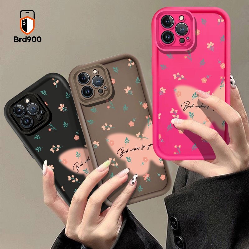 Rosa Borboleta Mocha Flor Transparente Caso De Telefone Para Samsung Galaxy A15 A11 A20 A30 A13 M11 M12 A14 A21S A22S A1