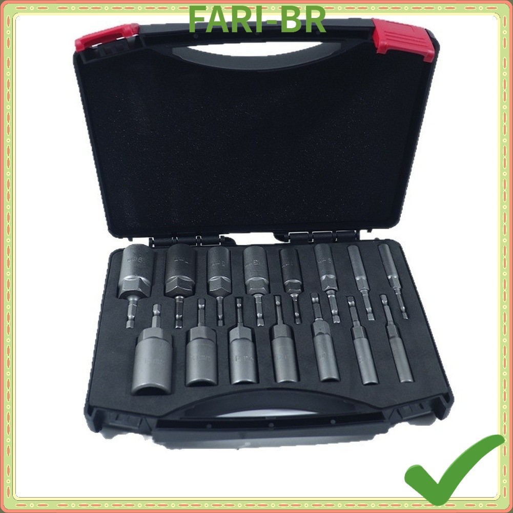 Conjunto De Soquete Sextavado Profundo De 15 Peças Para Furadeira Elétrica Reparo De Automóveis Com Chave De Impacto