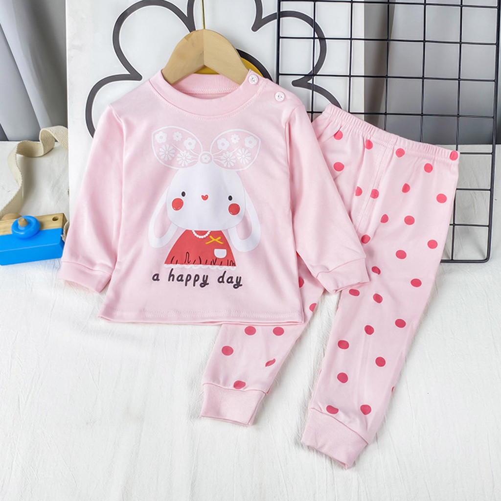 Conjunto De Pijama Infantil Manga Comprida Estampado Top E Calça Algodão Macio Roupa De 2 Peças 2-3 Anos