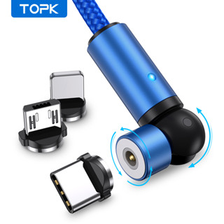 [TOPK 3 Em 1 Cabo Carregador Magnético 360 ° + 180 De Carregamento De Telefone Rotativo USB Para iPhone Micro Tipo C Honra Android