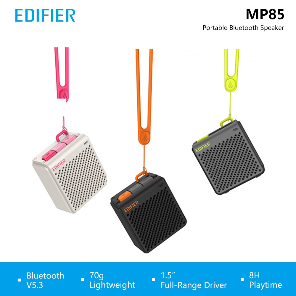 Edificador MP85 Altifalante Bluetooth portátil Altifalante de viagem para campismo Altifalante estéreo sem fios 70g Leve 8H Play