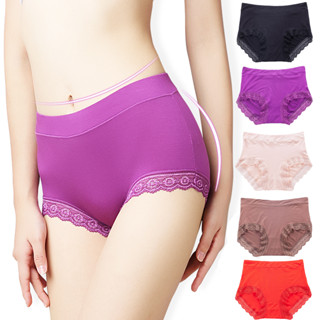 Calcinha Triangular Feminina De 1 Peça De Cintura Média-Alta Renda Respirável Tamanho Tummy Plus