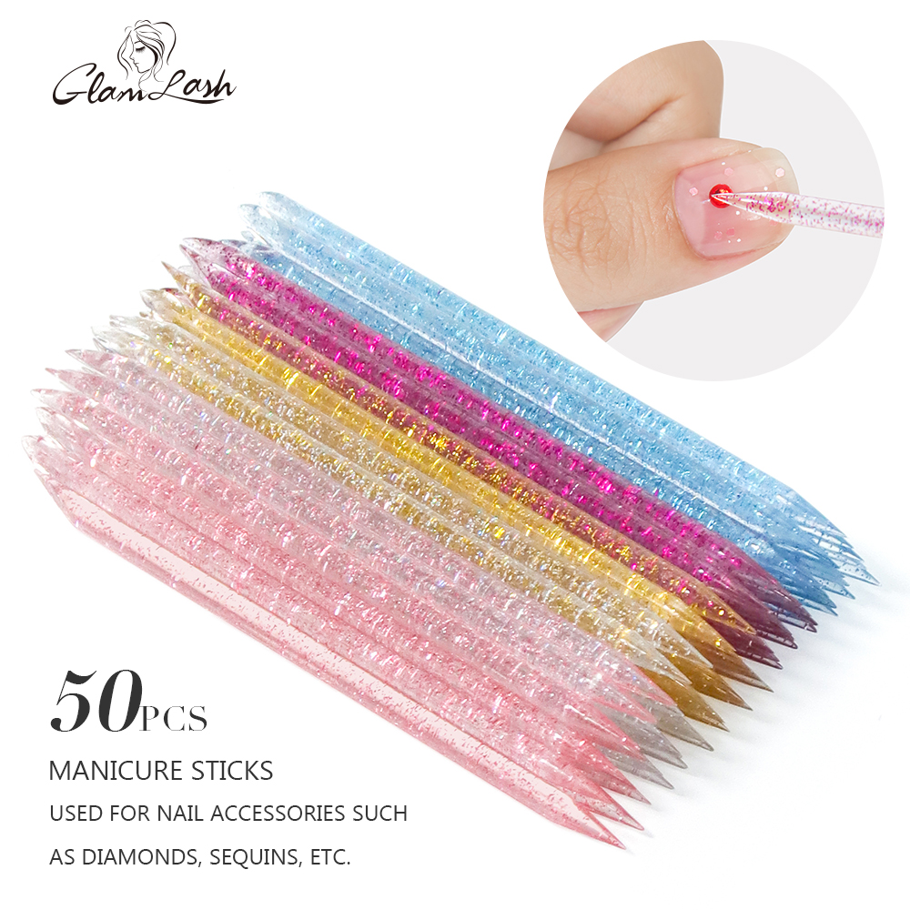 GLAMLASH Empurrador De Cutícula De Unha Cristal Dupla Extremidade Reutilizável Manicures Cuticle Dead Skin Remove Pedicure Sticks Garfo Arte Ferramenta De Limpeza