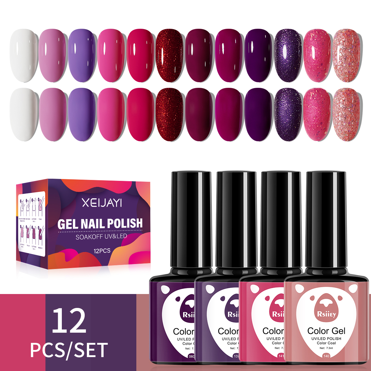 1 Conjunto 12 Cores Polimento UV Gel para Unhas DIY Arte Polidor de Unhas Doméstico