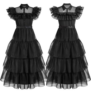 Quarta-Feira Addams Fantasia Para Crianças Addam 2023 Vestidos De Festa De Carnaval Wowan De Halloween