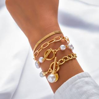 4 Pcs Corrente De Pérolas De Imitação Em Camadas Separáveis Com Pulseiras Pingentes De Moedas Conjunto De Para Mulheres Encantos Da Tendência Correntes De Mãos De Casamento Acessórios No Pulso 2023 Fashion Jewelry Fêmea