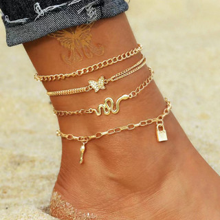 Conjunto De Tornozeleiras Viper Anklet Para Acessórios Femininos Jóias