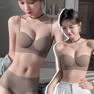 Novo Soutien Sem Costura Push Ups Expansão Externa Seios Pequenos Mostram Grande Confortável Roupa Inferior Fio Alças Escorregamento Para Mulheres