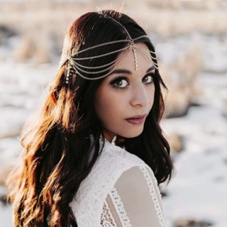 Acessórios de 1 peça de noiva de cadeia de strass multicamadas Tassel Hair