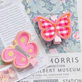 Conjunto de 2 peças Mini Clip de Cabelo Borboleta Rosa Doce e Fofo