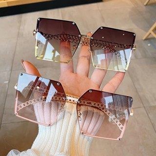 Óculos de sol quadrados de corrente oca Grandes Óculos de sol quadrados Trendy versão coreana All-Match Anti-Ultravioleta Sungl