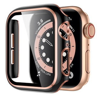 Vidro Protetor De Tela + Tampa Para Relógio Apple 45mm 41mm 44mm 40mm Caixa Duas Cores iWatch Série 9 8 7 6 SE 5 4 3 38 42mm