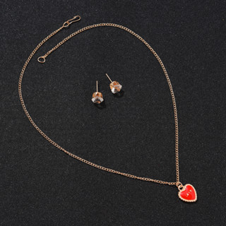 2 Pcs Conjunto De Colar De Brincos De Amor Retrô Simples Estilo Europeu E Americano