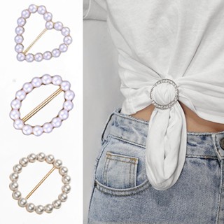 Pérola Cachecol de seda fivela de roupa canto fivela laçada fivela criativa clipe feminino roupas bainha simples versão coreana fivela decorativa cachecol de seda multifuncional