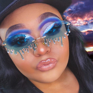 Óculos de sol da moda Óculos de sol exclusivos em forma de rasgo metálicos sem moldura Óculos de sol sem moldura Dot Diamond Ball Funny Glasses