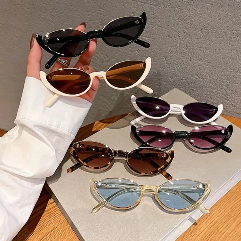 Moda Meia Armação Pequeno Olho De Gato Óculos De Sol Para Mulheres Vintage Tons Verão Praia Rua Eyewear — imagem 1