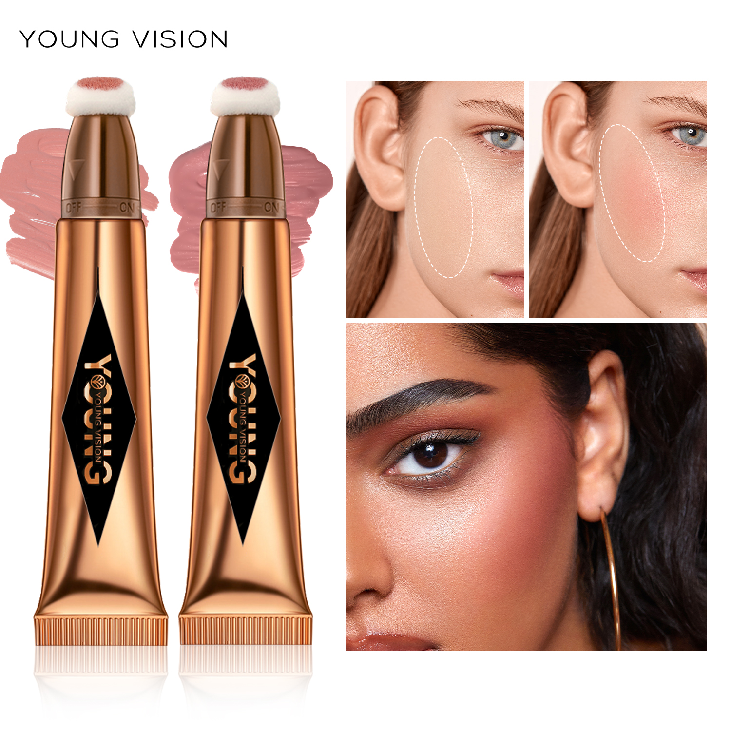 YOUNG VISION Bastão de Contorno e Blush em Creme 12ml – Blush Líquido Multicolorido para Maquiagem, Múltiplas Opções de · foto 2