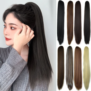 Clip Sintético De Garra Longa Liso Em Extensões De Cabelo De Rabo De Pônei De 24 Polegadas Resistente Ao Calor Peça Para Festa Diária Feminina