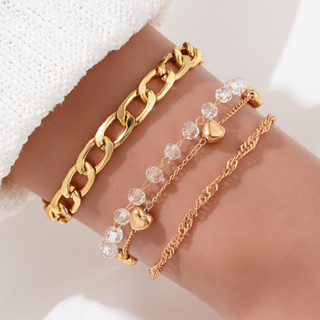 3 Pcs Personalidade Européia E Americana Sweet Fashion Moda Simples Temperamento Bracelete Do Amor