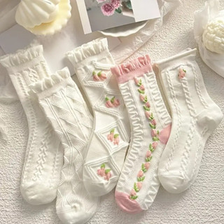 5 Pares Versão Coreana De Meias De Moda E Personalizadas ins Fofas Doces