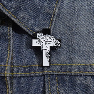 1 Pedaço de Moda Temperamento Moda Retrato Retro Retrato em Forma de Cruz Crachá Geométrico Preto Branco Saco de Roupas Acessórios Broche Adequado para o Uso Diário Feminino