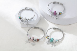 1 Pacote Love Heart Dragonfly Ladies Cute Sexy Style with Weight Bracelet Pulseira de Aço Inoxidável Pulseira Hipoalergênica Feminina Multi-Elemento Pulseira