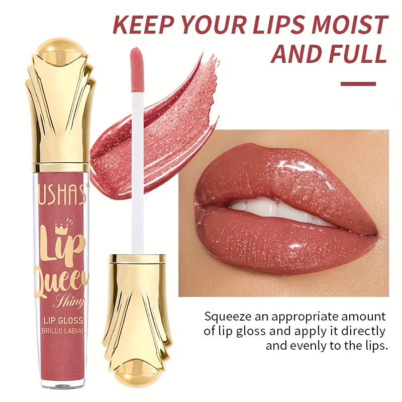 USHAS Maquiagem Brilho Labial Polarizado, 0,18oz, Cintilante, De Longa Duração, Hidratante