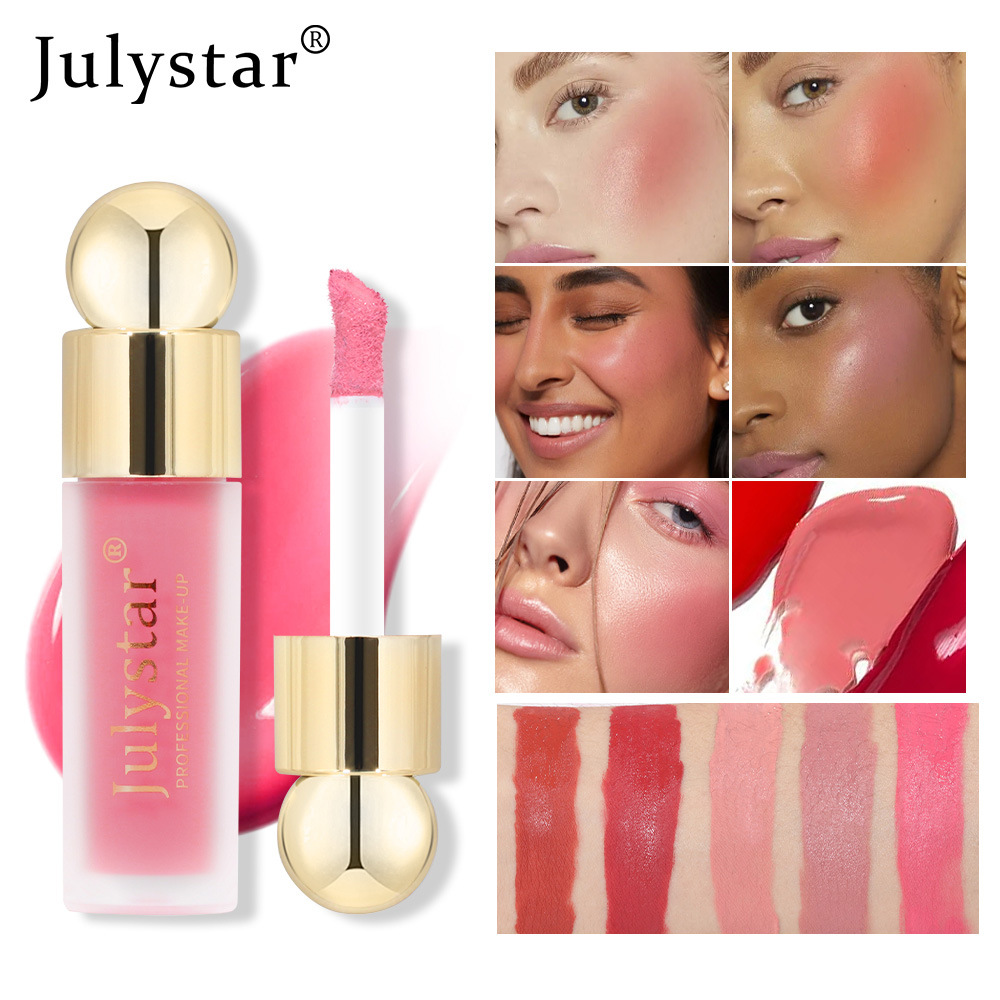 Novo Blush Líquido Matte Monocromático Julystar de Maquiagem de Beleza Cross Border, Batom Natural de Longa Duração,