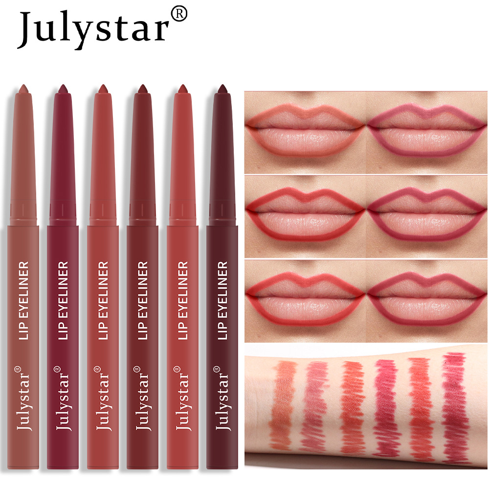 Delineador Labial À Prova D'água Julystar-Oficial De Suor , Fosco , Multicolorido , Automático , Sem Desbotamento