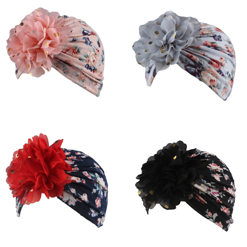 Novo Boné de Flor Fofa para Bebê Menina, Turbante de Algodão Macio e Colorido, Boné Indiano para Meninas Recém-nascidas.