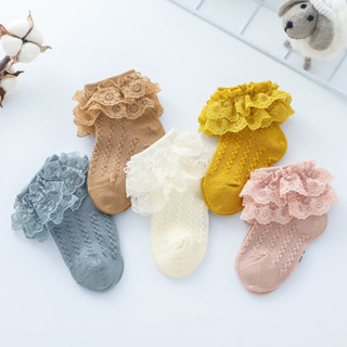 Meias De Renda Fofas De Bebê Rufas Algodão Macias De Outono Tornozelo Doce Princesa