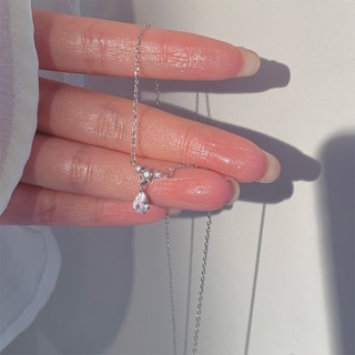Moda Coreana Colar de Zircônio de Temperamento Suave Colar de Gotas de Água Simples Super Fada Namoradas Clavícula Cadeia Presente de Férias