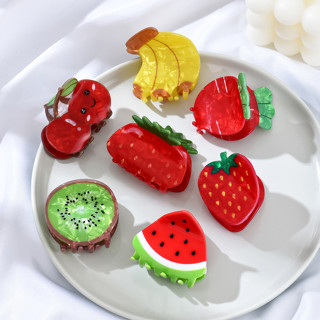 1 Pedaço de Acetato 3D Tridimensional de Acetato em Forma de Frutas em Forma de Desenho Animado Tridimensional Agarrar Clip Doce Giro Pequeno Clipe de Cabelo Adequado para Crianças Meninas Meninas