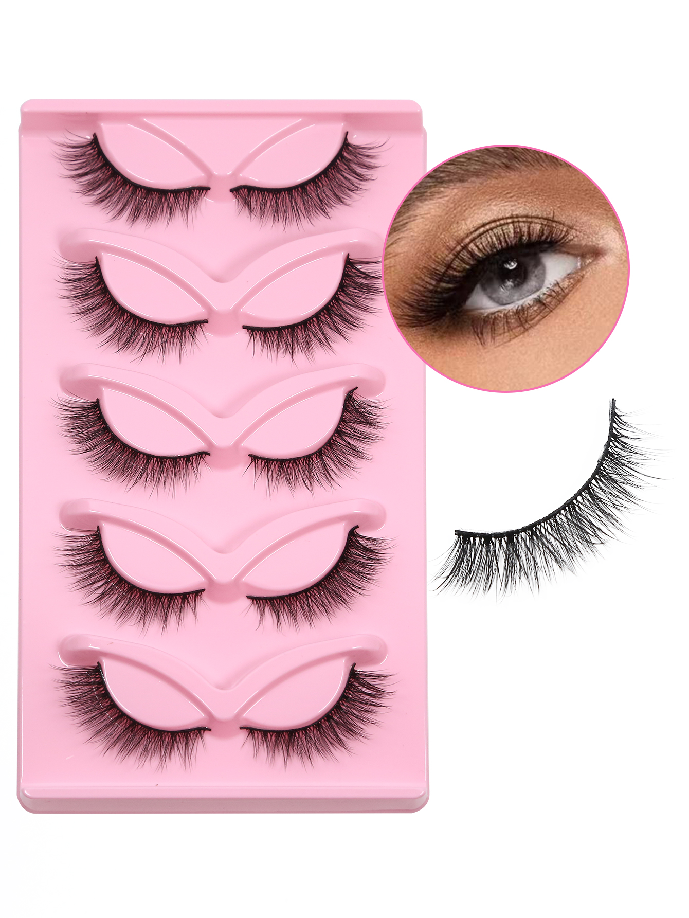 5 Pares De Cílios Postiços Longos Estilo Cruz 3D Densos , Intensificadores De Olhos , De Maquiagem Naturalmente Fofos