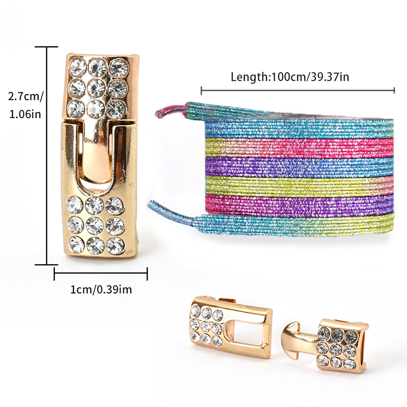 Par de Sapatos com Fivela e Pérola Diamante Elastic Lazy Shoelace para Tênis