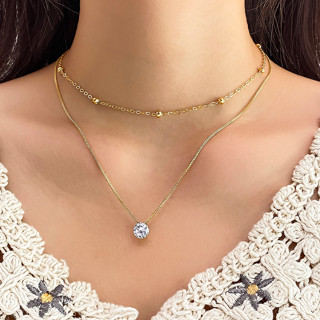 Novo Colar de Diamante Dupla Camada Colar Fashion Sweater Chain Jewelry