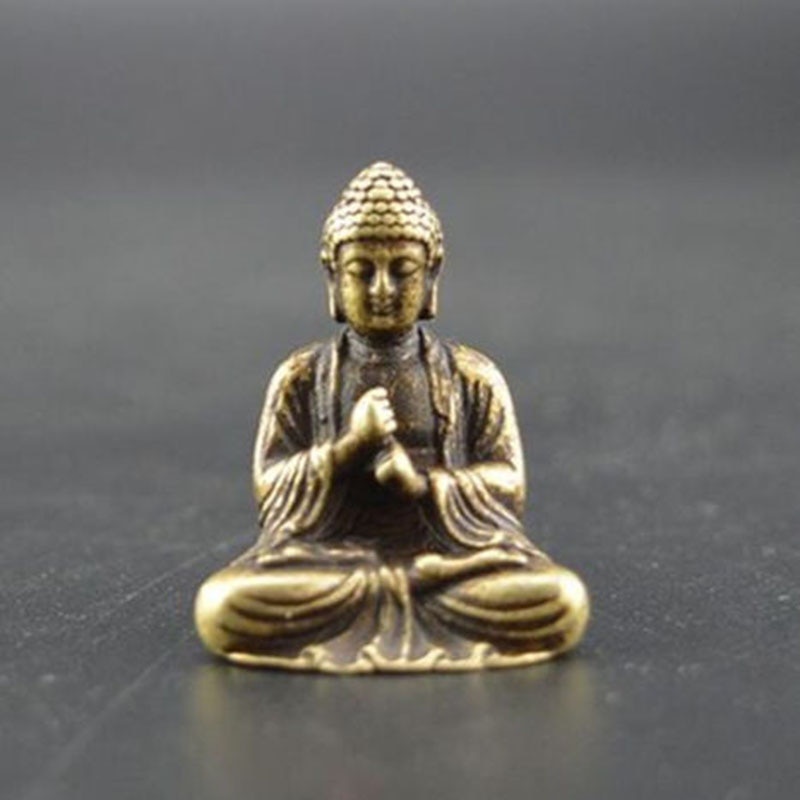 Novo Estátua de Buda Sakyamuni em Cobre Puro de Bronze, Ornamento de Mesa, Estátua de Buda Coração de Latão Puro, Antigo
