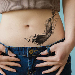 Tatuagem Temporária Não-Refletiva Padrão de Flecha de Pena Colorida de 15 dias de longa duração Tatuagem Temporária Não-Refletiva
