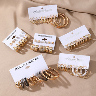 Pérola do Amor Retro com Brincos de Cartão Diamante em Forma de C Conjunto de 6 peças Jóias Vários Estilos Disponíveis em Oferta na Shopee