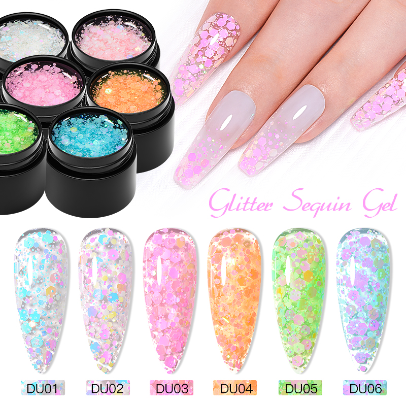 MTSSII Gel Glitter Sequências De Esmaltes A Laser Embebido Semi Permanente De Unhas Colorido 8ml