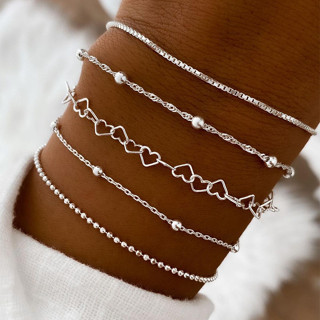 Conjunto de 5 peças Bracelete de Senhoras da Cadeia do Amor Fashionable