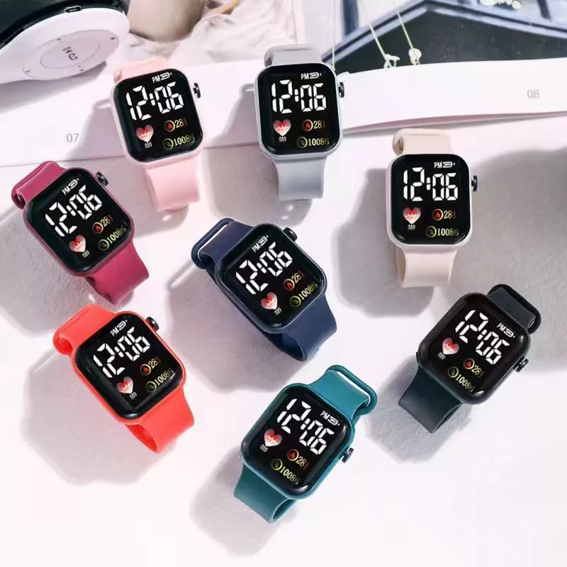 Moda Minimalista Coreana Ultra Fina LED Display Digital Relógio Unissex Preto Verde Rosa Opções