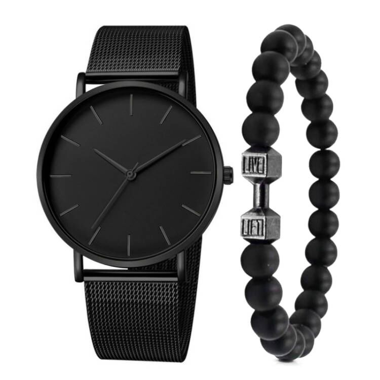Relógio Empresarial Masculino – Elegante E Ultrafino De Quartzo Tim epiece Com Pulseira De Malha Contas em Oferta na Shopee