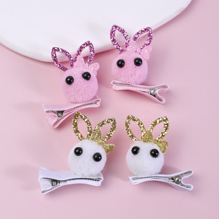 4Pcs Adoráveis Clipes De Cabelo De Coelho Acessórios Pelúcia Para Crianças De Pequeno Porte