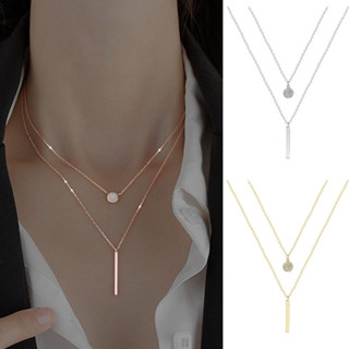 Colar de Camada Dupla Mulher Moda Simples com Diamante