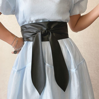 Moda PU Cinto largo Decoração de casaco feminino com cintura de cintura com cintura de cintura