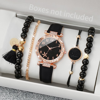 Relógio de Moda Diamante Senhoras Relógio de Pulseira de Quartzo com Pulseira de Quartzo com Pulseira Turquesa Preta (Sem Caixa)