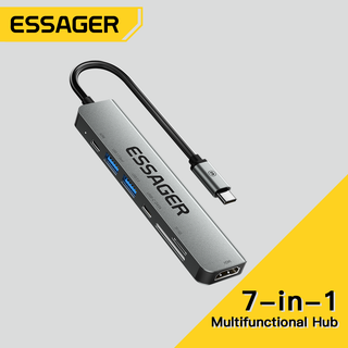 Essager USB C HUB Type Para Adaptador 3.0 Compatível Com HDMI 7 Em 1 Dock RJ45 Leitor SD PD 100W Carregador MacBook Pro em Oferta na Shopee