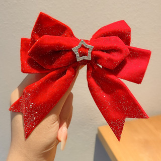 Clip De Cabelo Vermelho Rosa Ano Novo Festival Da Primavera Edição Coreana Instagram High end , Pequeno E Elegante , Vinho Com Nó De Arco Red Pearl Hair Acessórios , Love Black